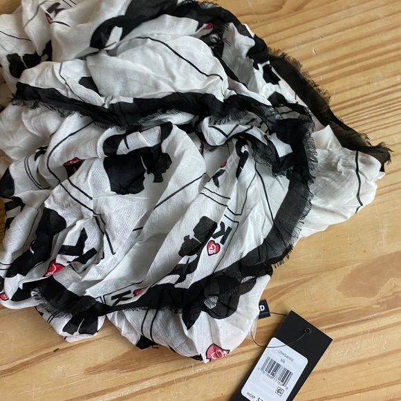 KARL LAGERFELD Black and White Scarf - Picture 1 of 8